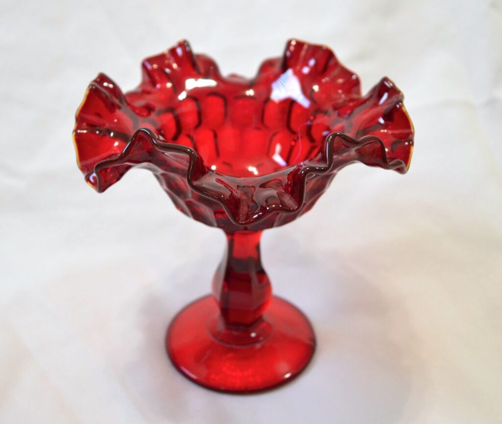 Ruffled Amberina Cabbage Rose Vase